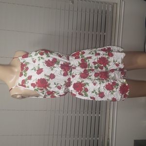 Divided 8 vibrant red roses spaghettistrap tie plunging keyhole back